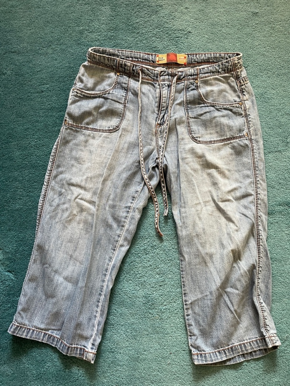 Old Navy Light Blue Drawstring Cropped Jeans